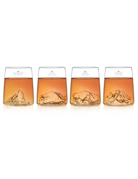 Sett med 4 Alaskan Maker Topographic Swiss Edition krystall shotglass