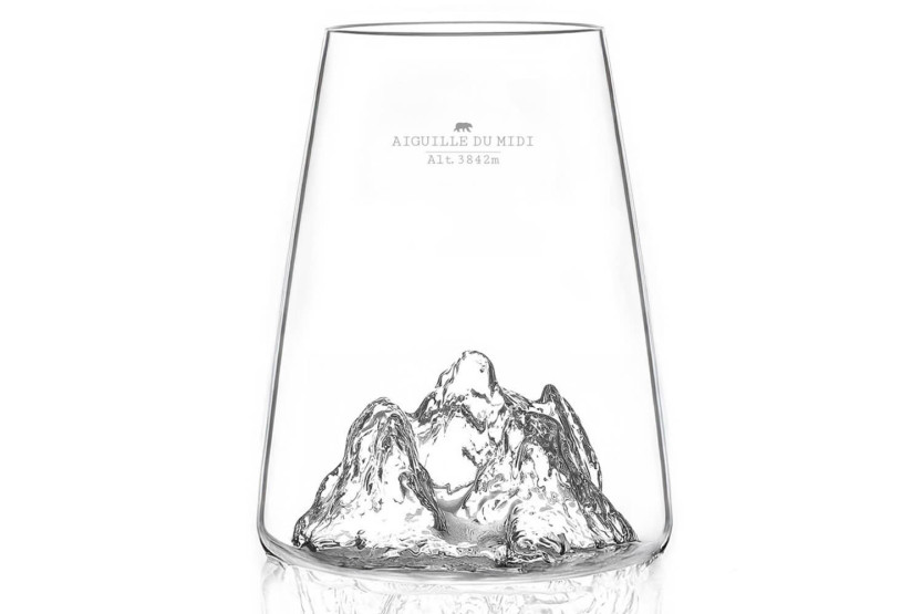 Alaskan Maker Bicchiere per distillati topografico per liquori Aiguille du midi in vetro cristallino