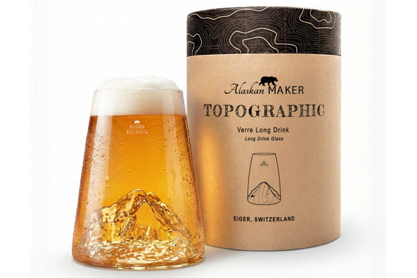 Alaskan Maker Topographic Eiger langt krystal-spiritusglas