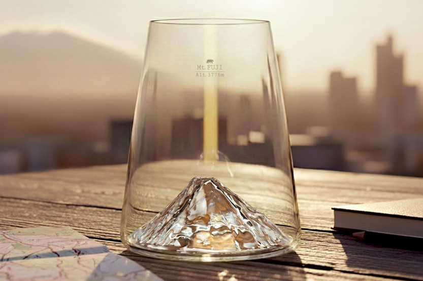 Alaskan Maker Topographic Mont Fuji Bicchiere per distillati in cristallo lungo