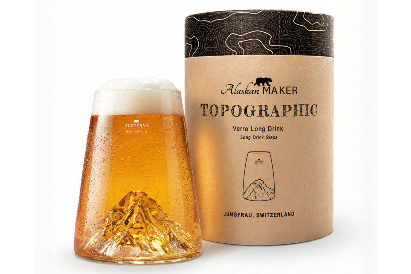 Alaskan Maker Topographic Jungfrau Bicchiere per distillati lungo in cristallo