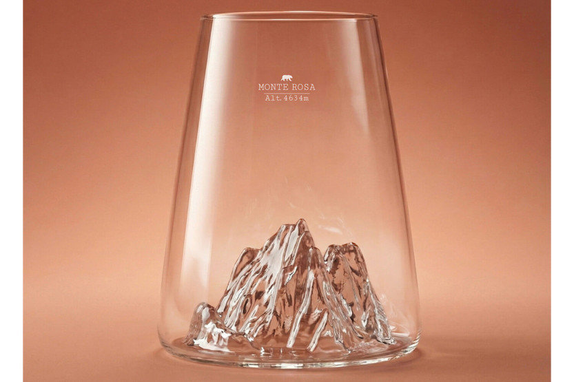 Langes Spirituosenglas Alaskan Maker Topographic Mont Rosa aus Kristallglas