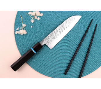 Yu Kurosaki Fujin 16,5cm SG2 turkoosi käsintehty japanilainen santoku veitsi 2