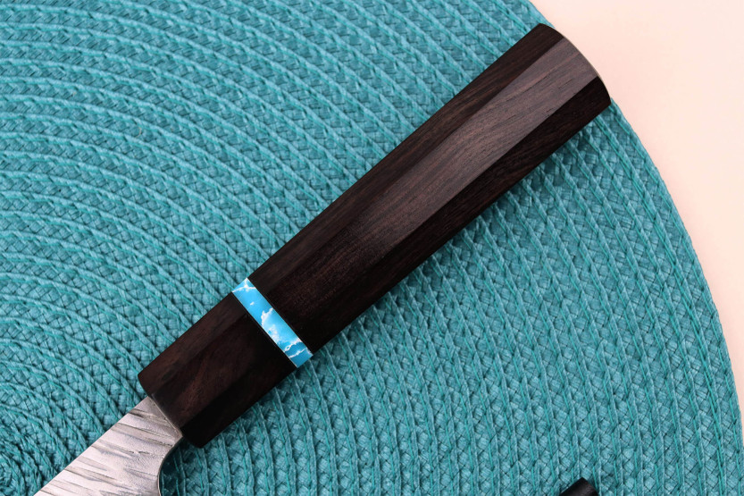 Yu Kurosaki Fujin 16,5cm SG2 turkoosi käsintehty japanilainen santoku veitsi