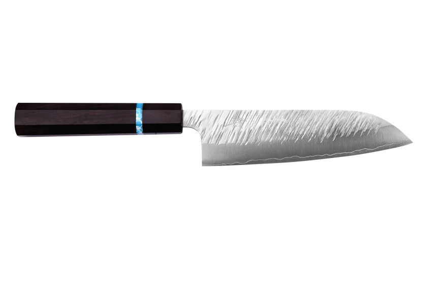Yu Kurosaki Fujin 16,5cm SG2 turquoise handgemaakt Japans santoku mes