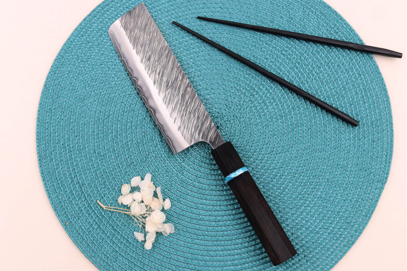 Yu Kurosaki Fujin 16,5cm SG2 turquoise handgemaakt Japans nakiri mes