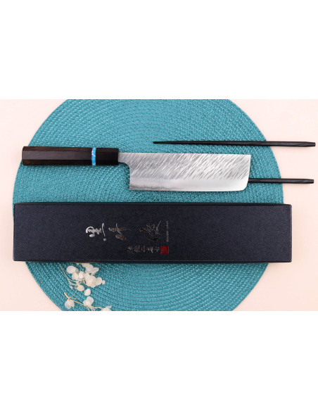 Yu Kurosaki Fujin 16,5cm SG2 turkoosi käsintehty japanilainen nakiri veitsi