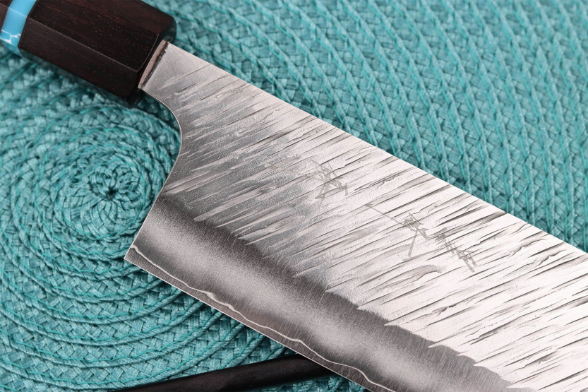 Yu Kurosaki Fujin 16,5 cm SG2 turchese coltello giapponese nakiri fatto a mano