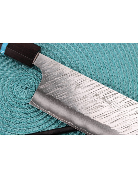 Yu Kurosaki Fujin 16,5 cm SG2 turchese coltello giapponese nakiri fatto a mano