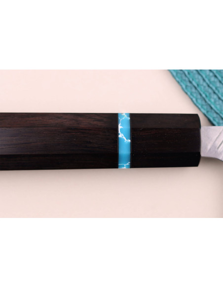 Yu Kurosaki Fujin 16,5cm SG2 turquoise handgemaakt Japans nakiri mes