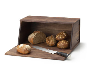 Caixa de pão Continenta em madeira de nogueira 40x26x18,5cm 2