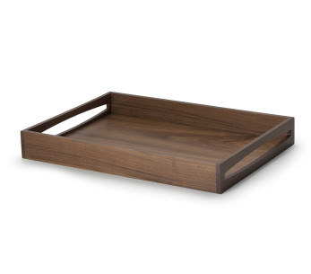 Rectangular serving tray with Continenta handles in walnut wood 49x35x6.3cm