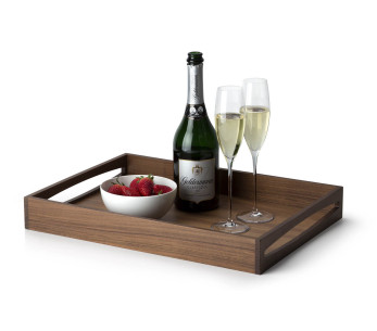 Bandeja rectangular con asas Continenta en madera de nogal 49x35x6,3cm 2