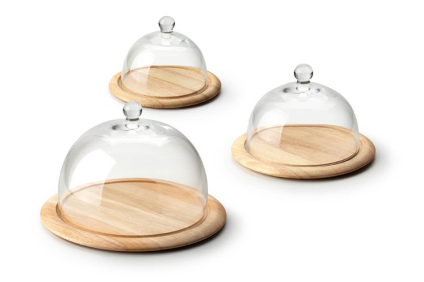 Continenta ostebrett i gummitre med glassklokke Ø20x14cm