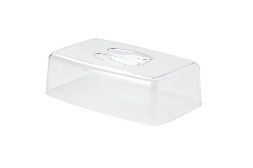 Rektangulär ostbricka med Continenta-klocka i gummiträ 30x20x8,5cm