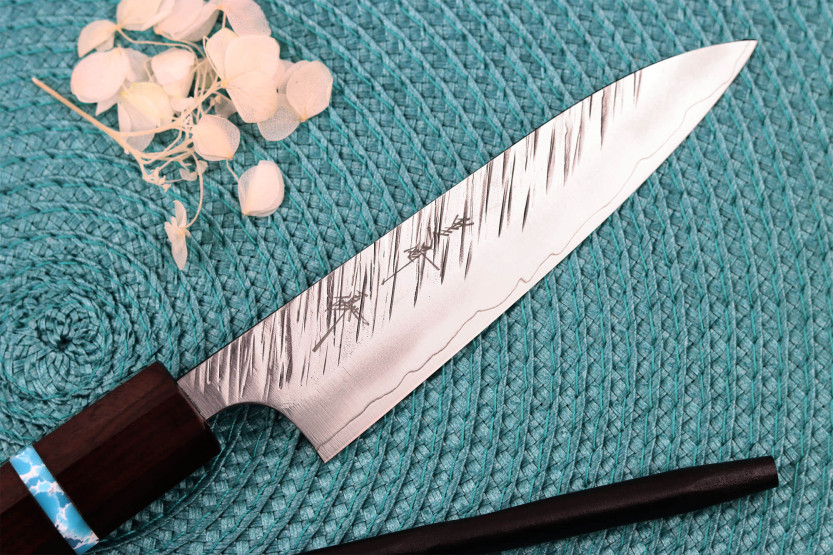 Yu Kurosaki Fujin 12cm SG2 turquoise handmade japanese utility knife