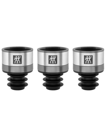 Set 3 Wein-Vakuum-Verschlüsse Zwilling Fresh & Save grau