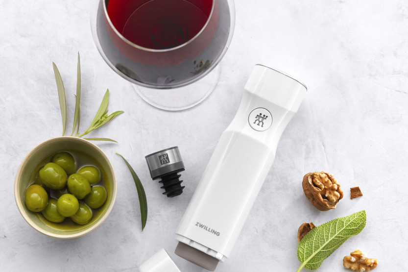 Set 3 Wein-Vakuum-Verschlüsse Zwilling Fresh & Save grau