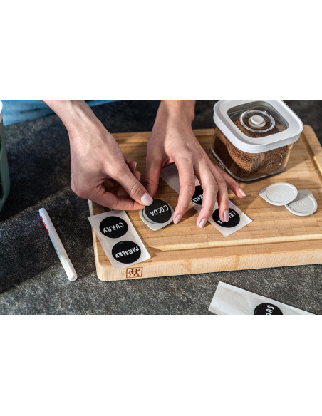 6-delt sæt Zwilling Fresh & Save Cube størrelse S 4 dåser + 1 indsats + 1 markør