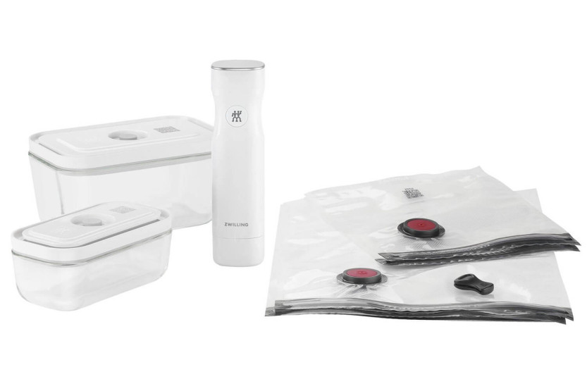 Conjunto inicial de 7 peças Zwilling Fresh & Save S/M 1 bomba de vácuo + 2 frascos de vidro + 4 sacos