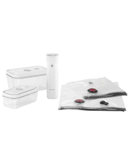 Zwilling Fresh & Save 7-delt startsett S/M 1 vakuumpumpe + 2 glasskrukker + 4 poser