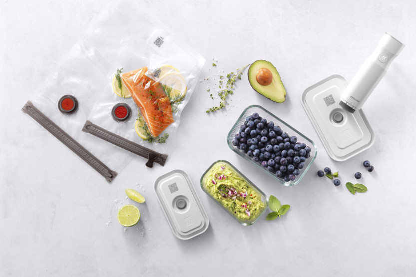 Conjunto inicial de 7 peças Zwilling Fresh & Save S/M 1 bomba de vácuo + 2 frascos de vidro + 4 sacos
