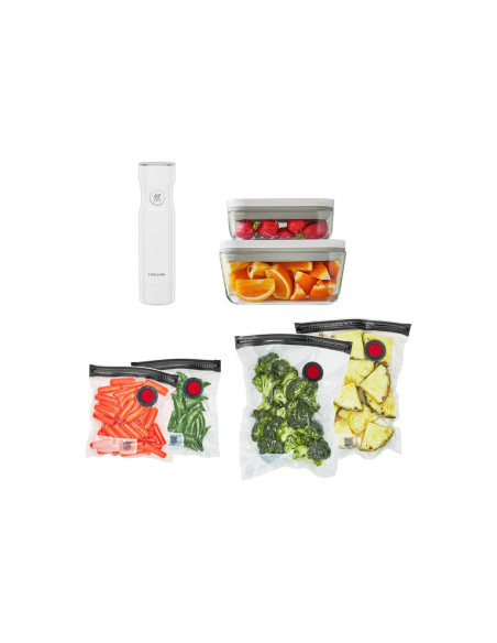 Zwilling Fresh & Save Set de inicio de 7 piezas S/M 1 bomba de vacío + 2 tarros de cristal + 4 bolsas