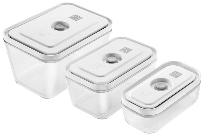 Sett med 3 Zwilling Fresh & Save S/M/L vakuumpakninger i borosilikatglass