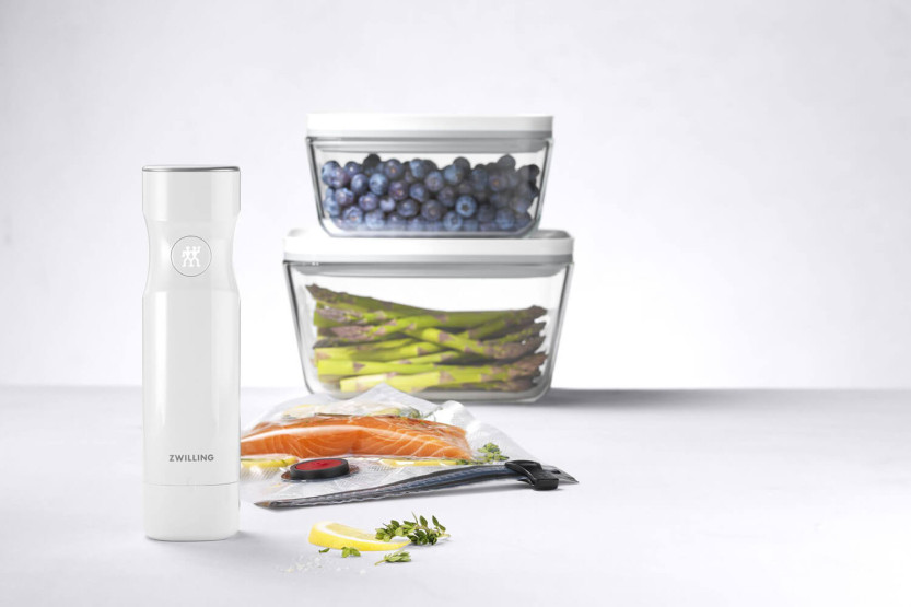 Zwilling Fresh & Save 7-delt M/L-glass startsett 1 vakuumpumpe + 2 glassbokser + 4 poser