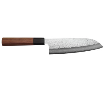 Makoto Kurosaki VG7 Damascus gehamerd 16,5cm santoku mes, Japans handgemaakt