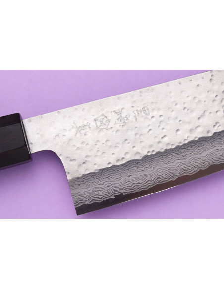 Makoto Kurosaki VG7 Hammered Damascus 16.5cm Japanese santoku knife