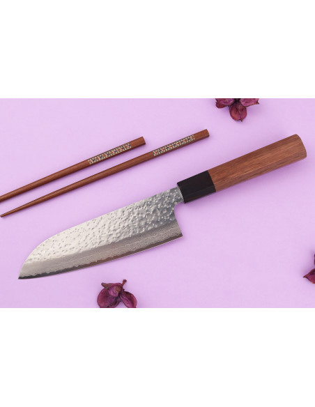 Makoto Kurosaki VG7 Hammered Damascus 16.5cm Japanese santoku knife