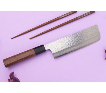 Nakiri-Messer 16,5cm japanisch handgefertigt Makoto Kurosaki Panchi VG7 Damast gehämmert 2