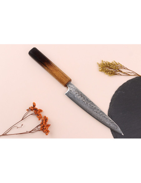 Faca utilitária japonesa para artesanato Wusaki Nawame AUS10 damasco 13,5 cm