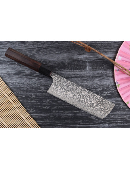 Handmade Japanese nakiri knife Takeshi Saji R2 Nickel Damascus 16,5cm