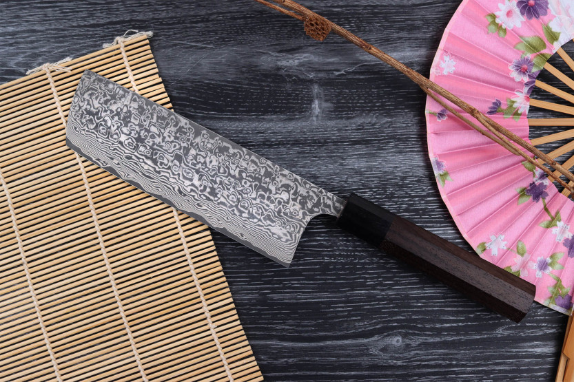Takeshi Saji R2 Nikkel Damascus 16,5cm handgemaakt Japans nakiri mes