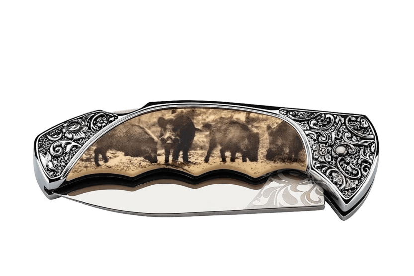 Herbertz foldekniv 588611 stålblad rustfrit stålhåndtag vildsvinsdesign