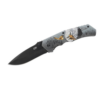 Herbertz 584212 cuchillo plegable hoja de acero mango de acero inoxidable diseño águila 2