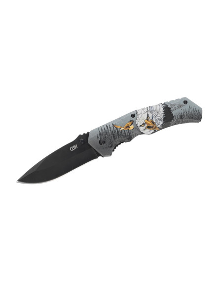 Herbertz 584212 foldekniv sort blad rustfrit stål håndtag ørn design 12cm