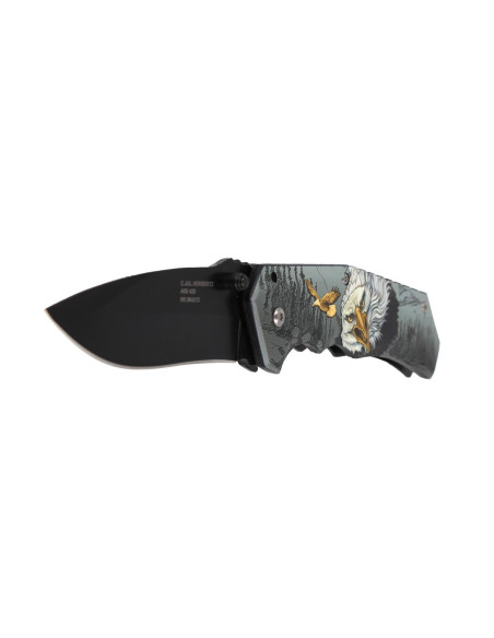 Faca dobrável Herbertz 584212 lâmina preta cabo em aço inoxidável design águia 12cm