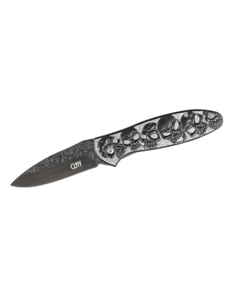 Herbertz foldekniv n°564612 i rustfrit stål med dødningehoved og krydsede knogler 11,5 cm