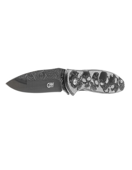 Herbertz fällkniv n°564612 helt i rostfritt stål med dödskalle och korslagda ben 11,5cm
