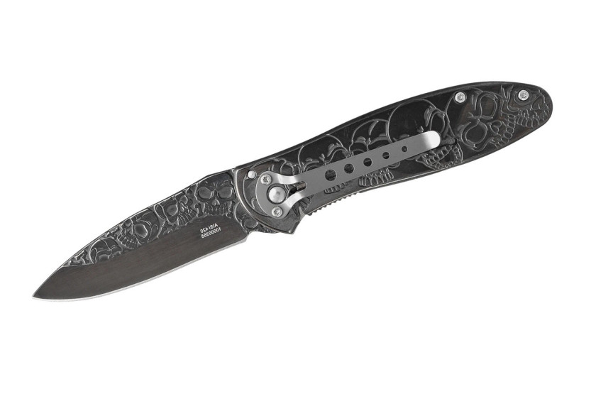 Herbertz fällkniv n°564612 helt i rostfritt stål med dödskalle och korslagda ben 11,5cm