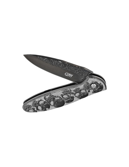 Herbertz vouwmes n°564612 volledig roestvrij staal schedel en gekruiste botten 11,5cm