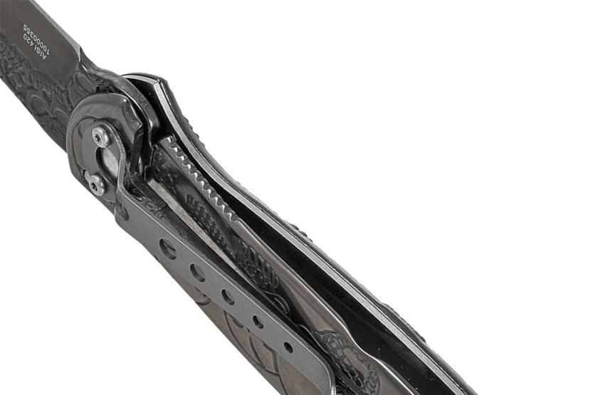 Herbertz fällkniv n°564612 helt i rostfritt stål med dödskalle och korslagda ben 11,5cm