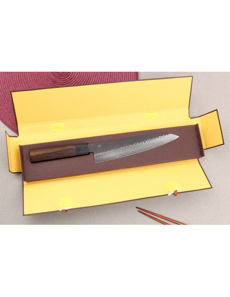 Coltello da cuoco giapponese Shizu Hamono Gen VG10 Damascus da 21 cm
