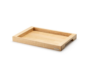 Serviertablett mit Continenta-Griffen aus Gummibaumholz 45x29,5x4,3cm