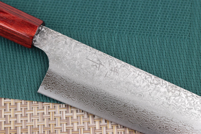 Japanisches handgefertigtes Bunka-Messer Kei Kobayashi SG2 Damascus 17cm