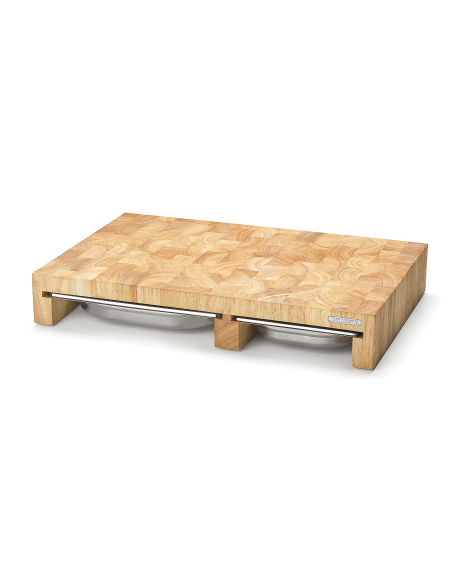 Tagliere in legno Continenta 50x32,5x8,5 cm + 3 vassoi in acciaio inox