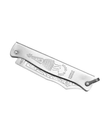 Coltello pieghevole Douk-Douk lama in acciaio inox manico in metallo cromato 9 cm